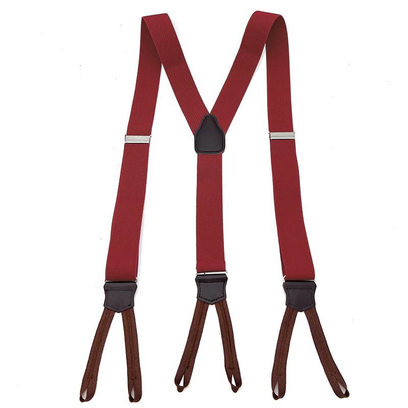 Men's Leather Elastic Suspenders 3.5cm 6 Clips Sapphire Blue โ image 3