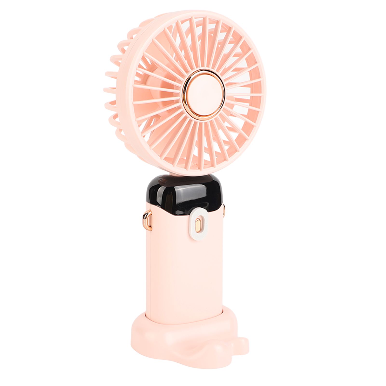 Mini Handheld Fan ABS Portable Digital Display USB Charging Foldable Neck Hanging Fan with Lanyard for Office Outdoor Pink — image 5