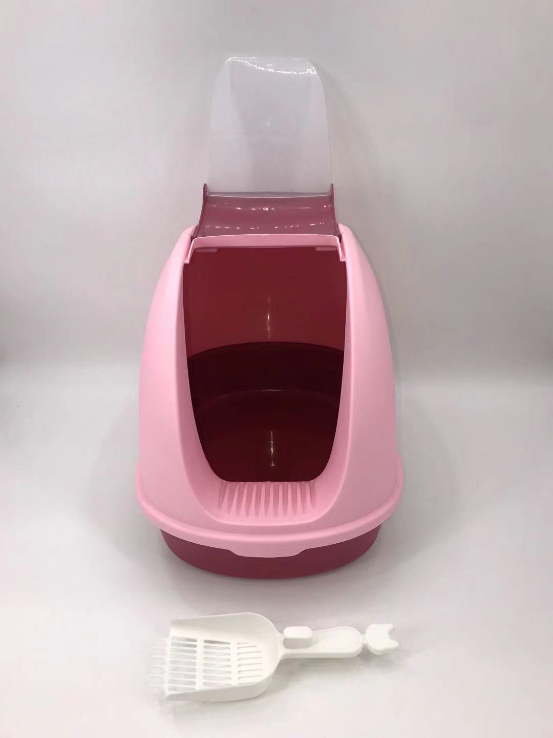 YES4PETS Portable Hooded Cat Toilet Litter Box Tray House with Handle and Scoop Pink โ image 3