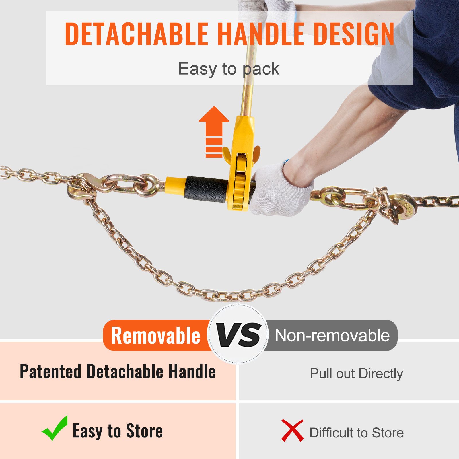 Ratchet Chain Binder 2PCS, 0.9-1.2 cm Heavy Duty Load Binders, with G80 Chains 5443 kg Secure Load Limit, Labor-saving Anti-skid Handle, Tie Down Hauling Chain โ image 6