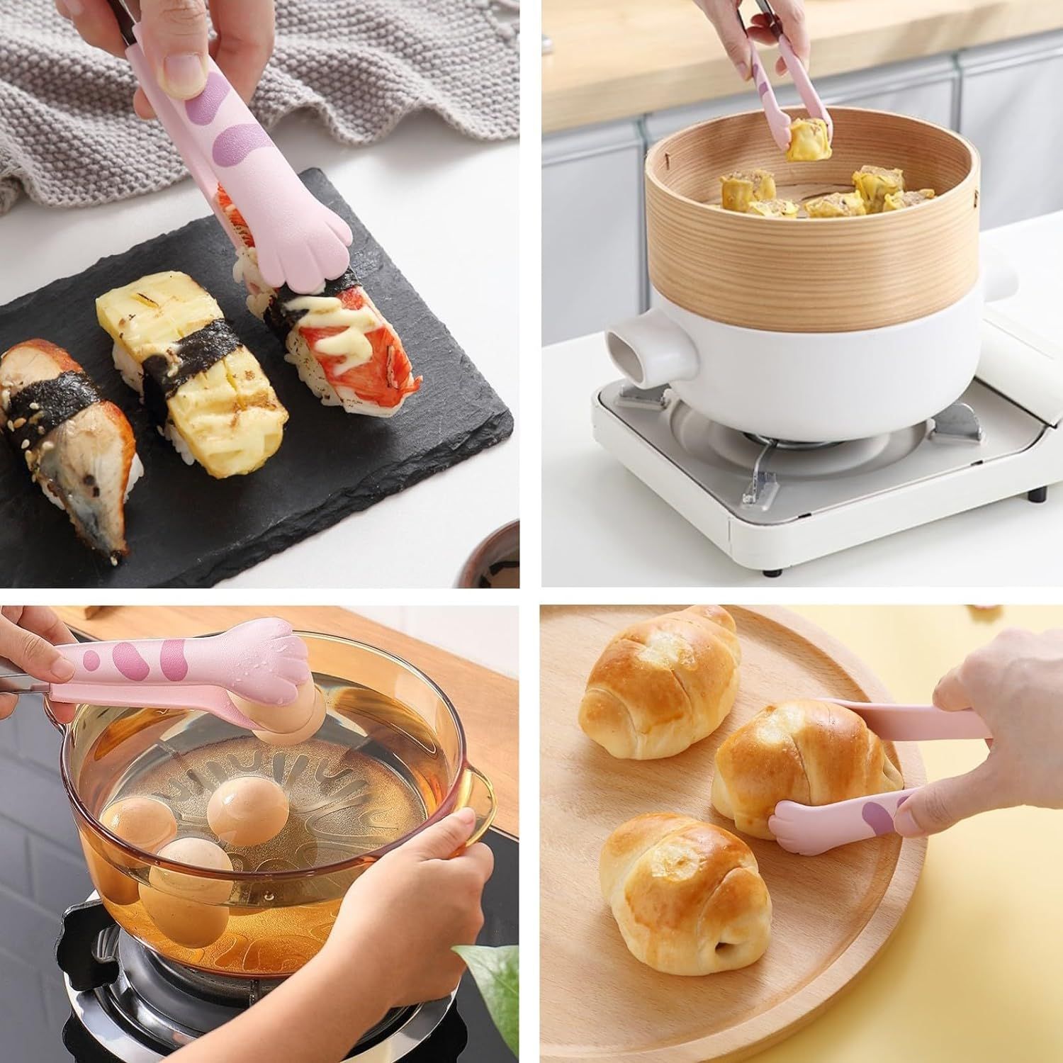 Kitchen Cooking Tong, Cat Tongs Cute Cat Paw Shape Tongs Stainless Steel Serving Tong Small Salad Tong Bread Tong Buffet Tongs — image 3