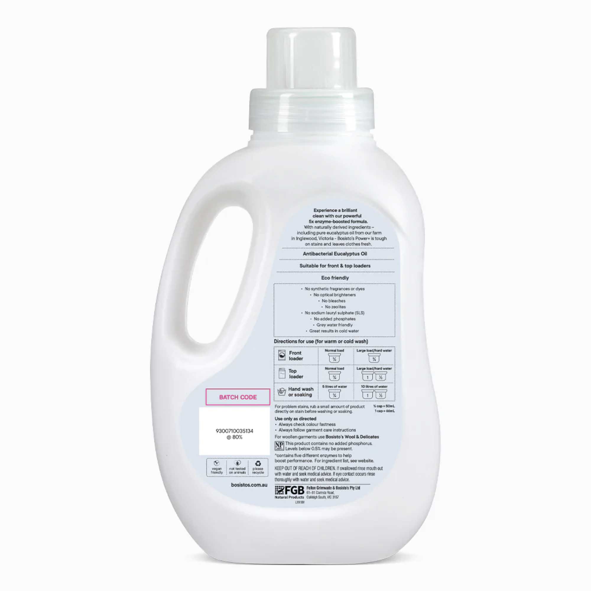 1.2L Power Plus Laundry Liquid Bosistos Eucalyptus Plant Based Washing Detergent — image 2