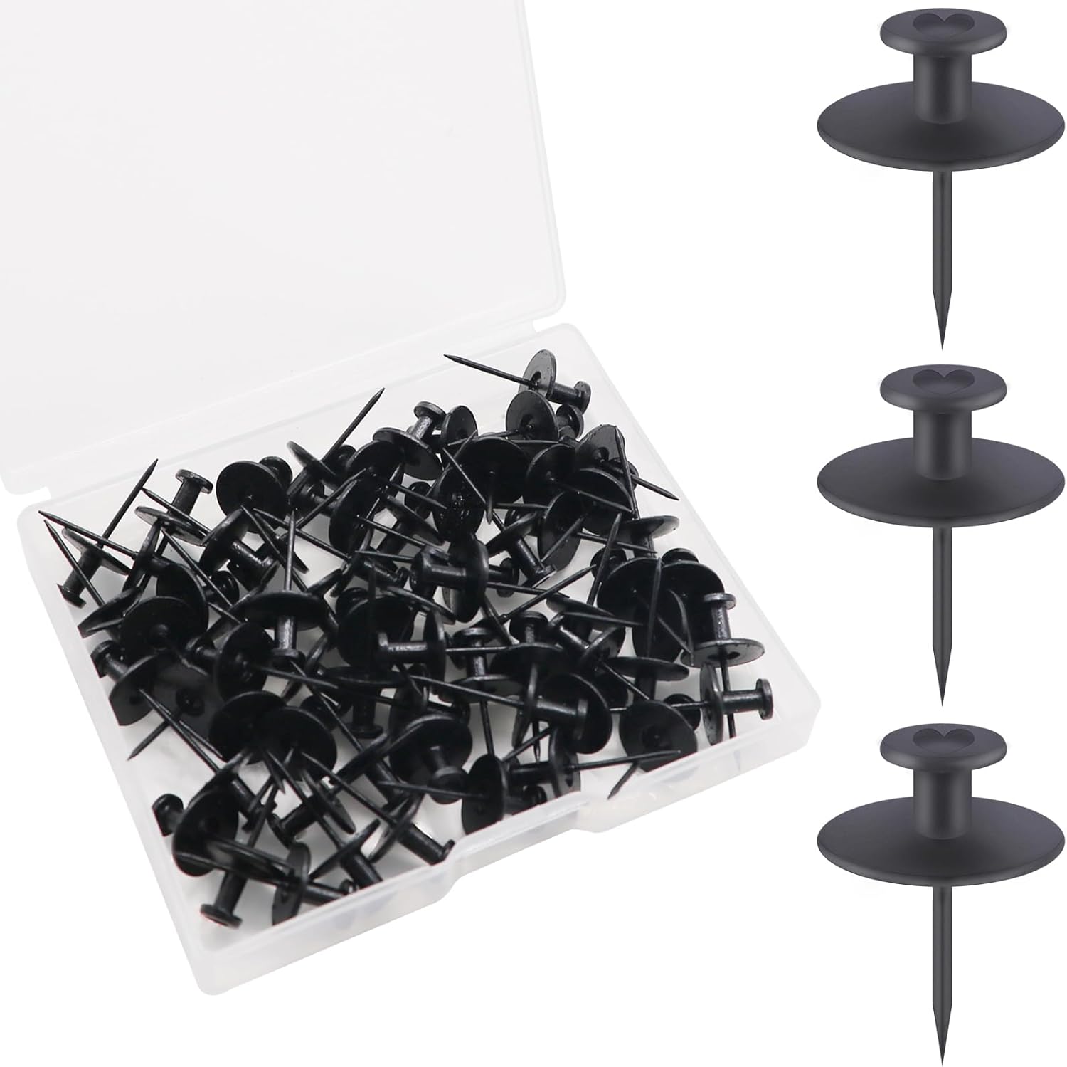 60 PCS Double Headed Picture Hanging Nails, Wall Hangers Without Nails, Thumb Tacks for Wall Hangings Picture, Renter Friendly Decor Push Pins for Tapestry