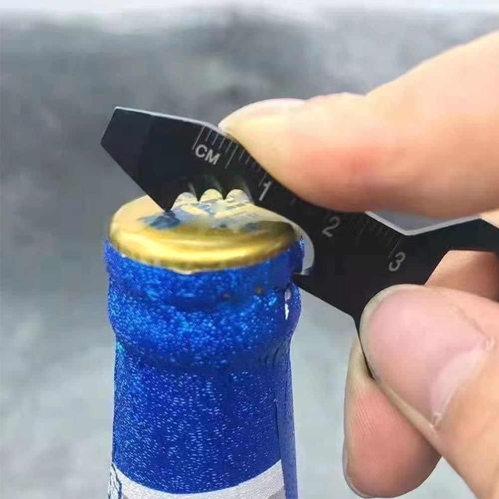 Multifunctional Can Opener Multitool - 1 Piece - Black - Includes Can Opener Hex Key Screwdriver & Ruler - Stainless Steel Pocket Tool for Daily Use — image 2