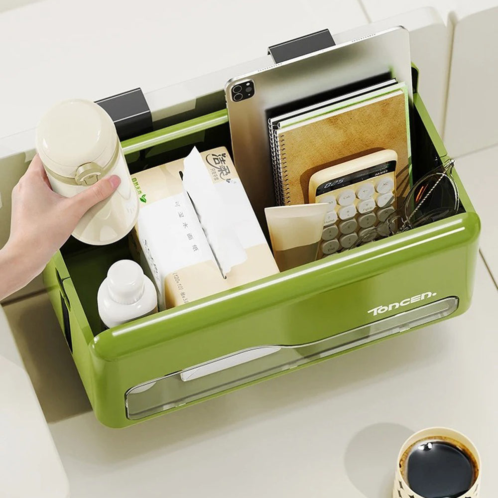 Foldable Hanging Storage Box No Drilling Required Wall-mounted Organizer (Green) — image 6