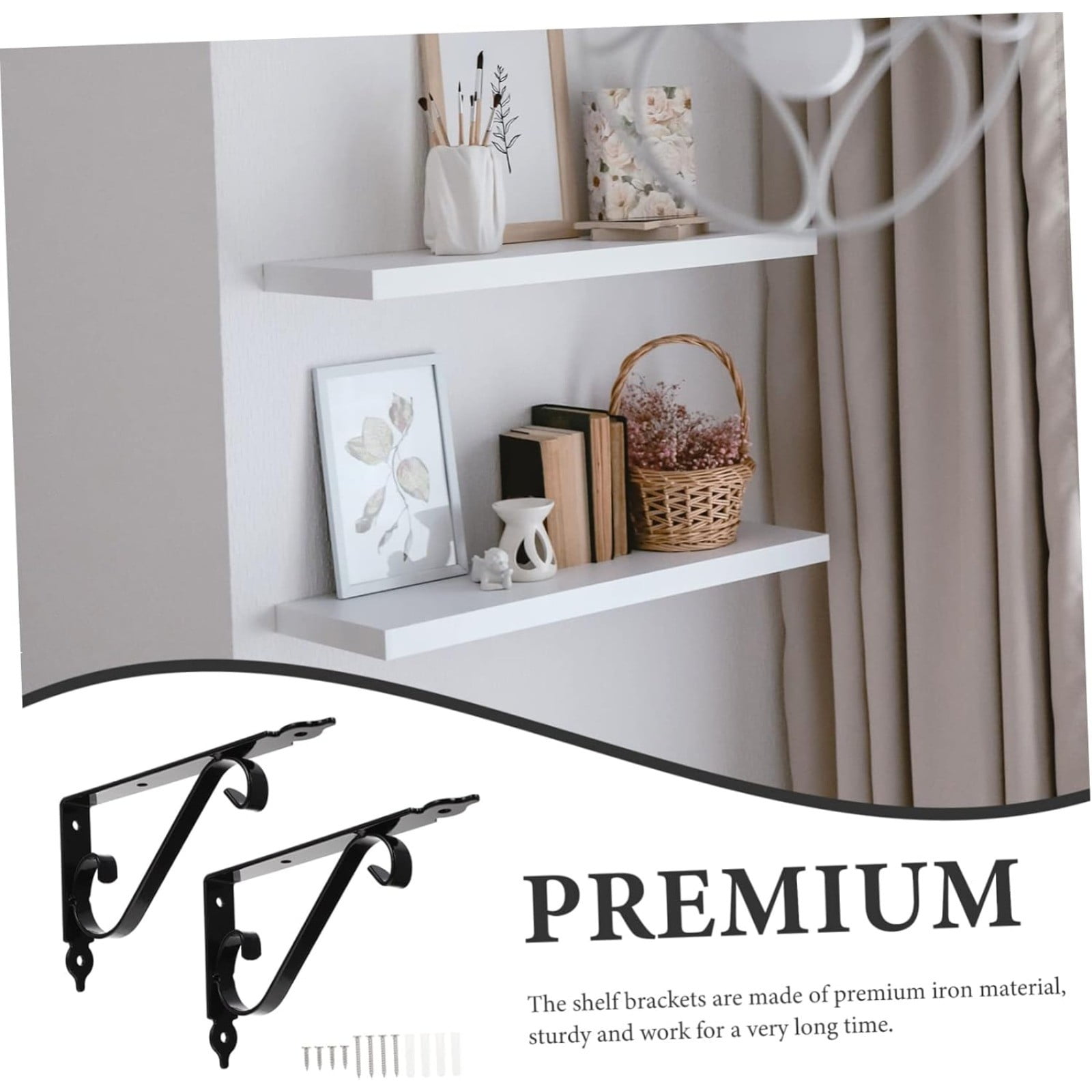 Wall Support Bracket Shelf Brackets 1 Sets Bracket Grid Wall Shelf Floating Shelf Brackets Shelf Support Brackets Folding Brackets- Black, S M Black β image 4