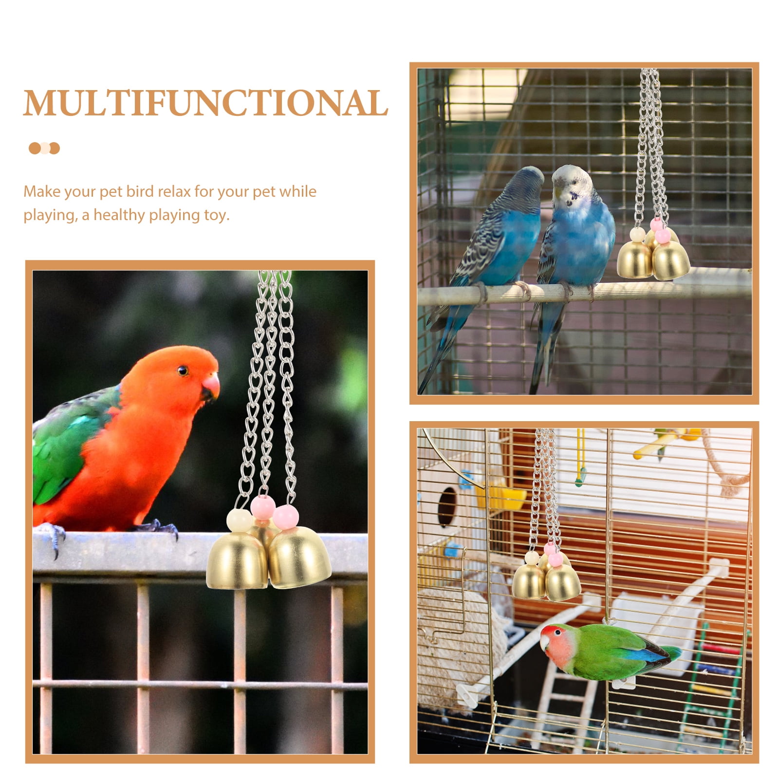 Rattle The Bell Parrot Toy for Large Birds - Stainless Steel Cage Decor for Parakeets, Cockatiels, and Small Tail Birds โ image 6