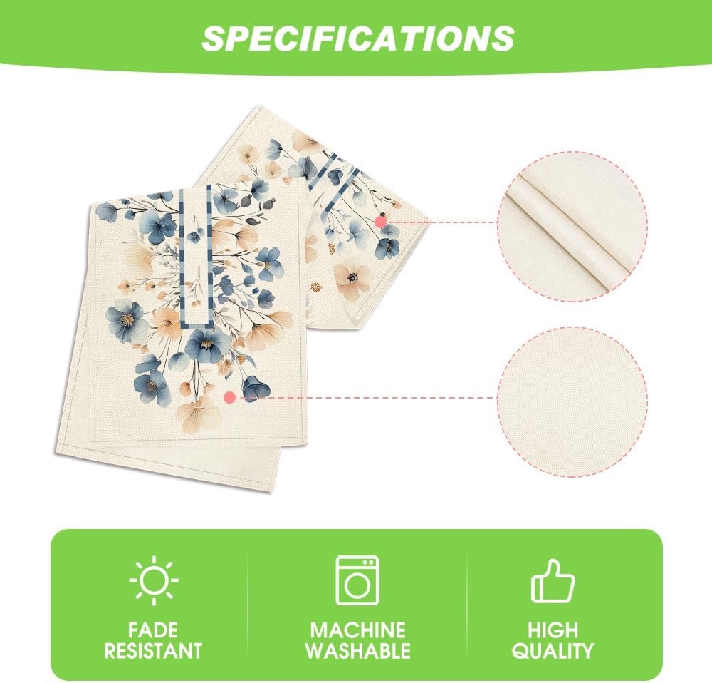 Bloom Flowers Floral Weeds Spring Table Runner, Seasonal Summer Kitchen Dining Table Decoration for Home Party Decor 13 × 72 Inch — image 5