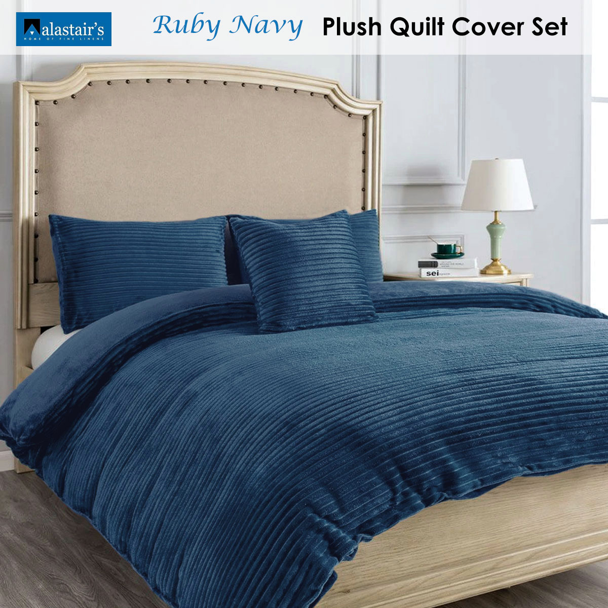 Alastairs Ruby Navy Quilt Cover Set Double — image 2