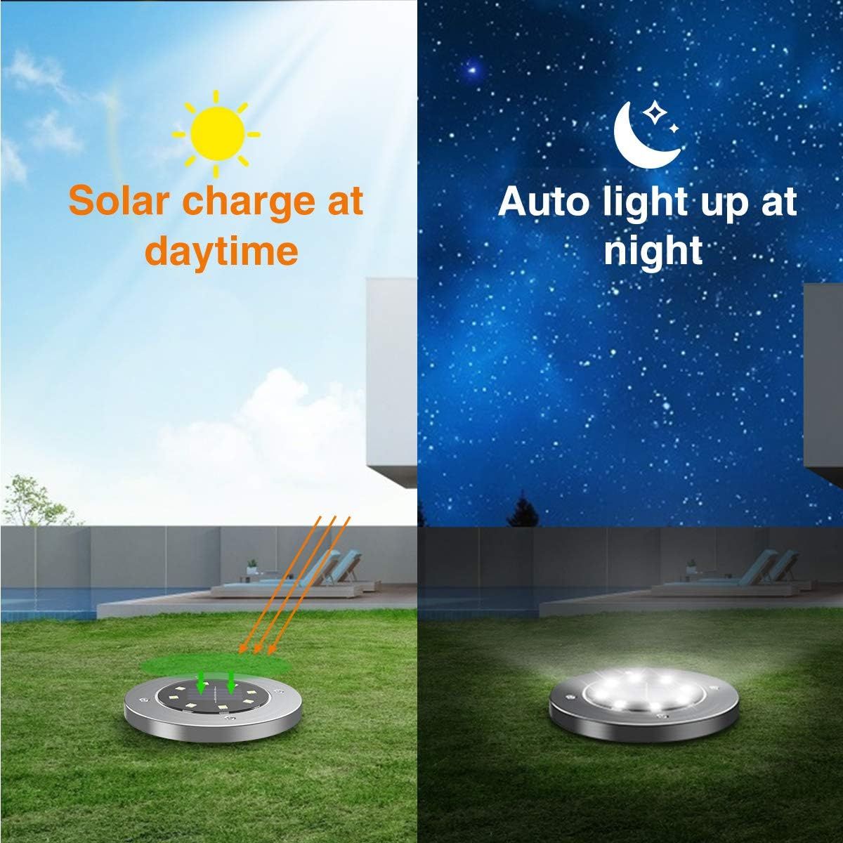 8-Pack Solar Garden Lights IP65 Waterproof 6000K Cool White Landscape Lighting — image 3