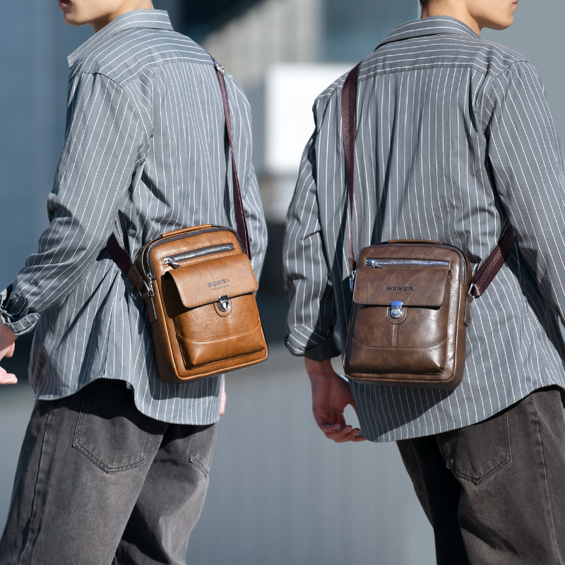 Premium PU Leather Crossbody Bag for Men - Vintage Dark Brown Shoulder Bag โ image 3
