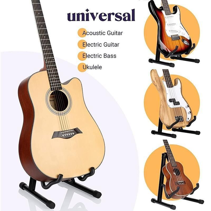 Folding Guitar Stand Floor Rack Electric Acoustic Bass Gig Holder Rack Portable — image 6
