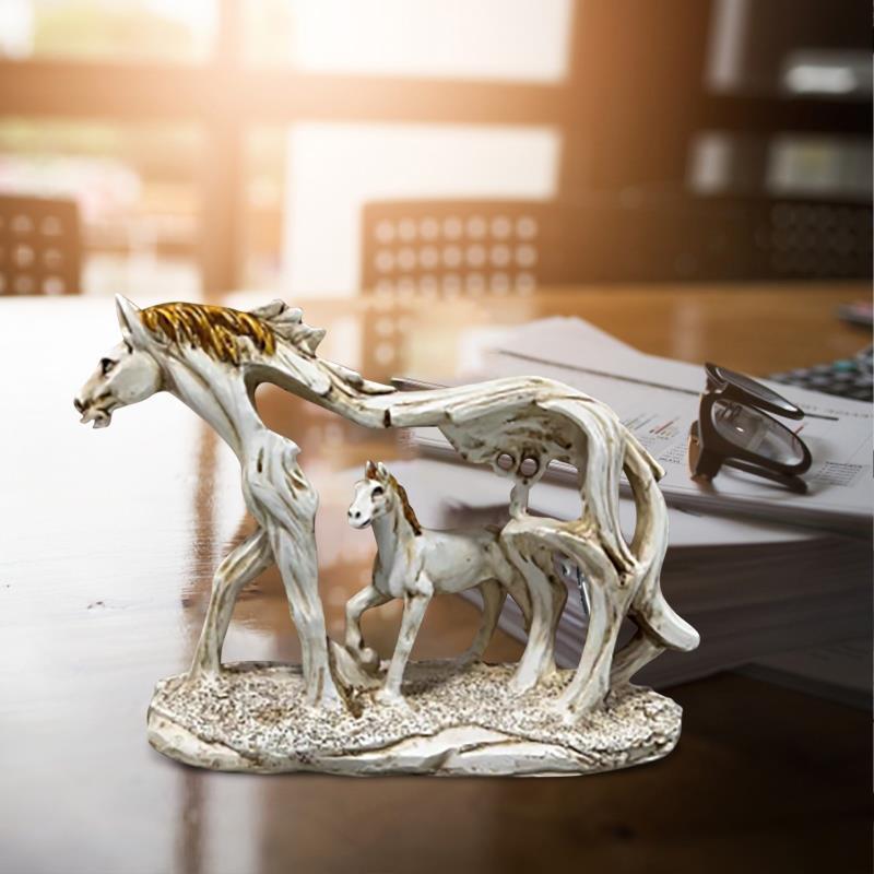 White Horse and Foal Figurine: Artistic Resin Sculpture for Home, Office & Bookshelf Decor – Symbol of Strength and Success — image 4