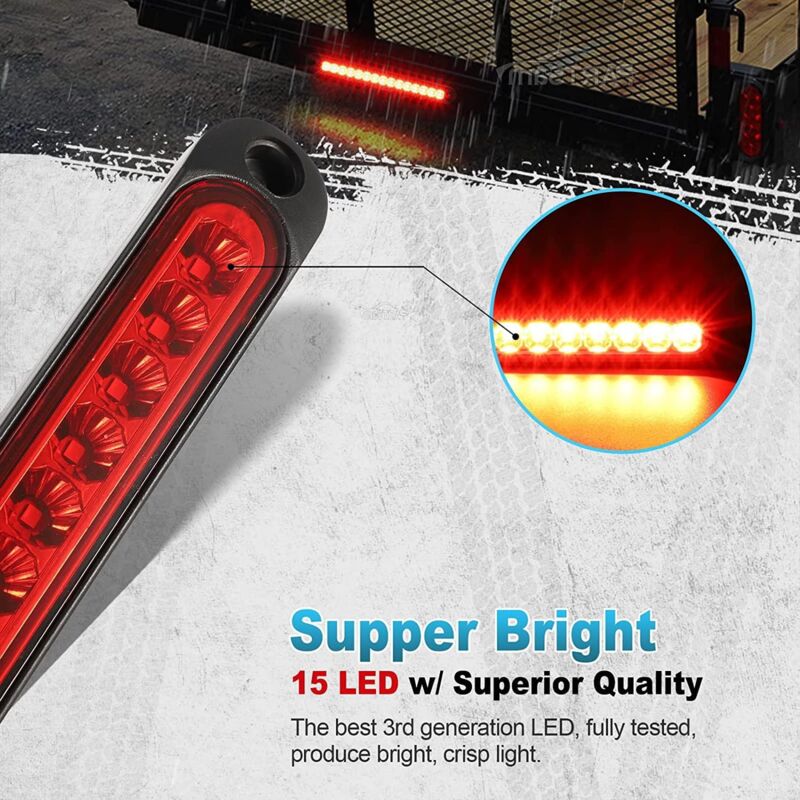 2 pcs 12-24V 15 LED Trailer Brake Tail Light Bar Waterproof Rear Lights Running Lights Identification Light For Offroad — image 4