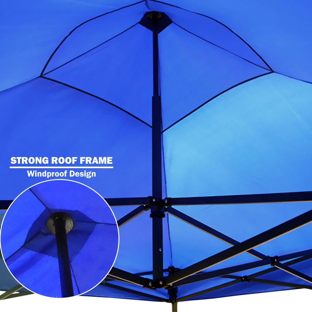 3x3m Pop Up Gazebo Outdoor Tent Folding Marquee Party Camping Market Canopy w/ Side Wall - blue — image 3