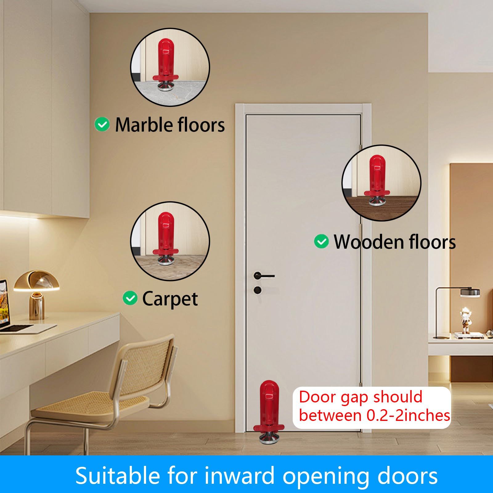Door Stoppers Security - Portable Door Lock for Travel Anti Theft Door Blocker, Hotel Room Apartment Safety - Children — image 3