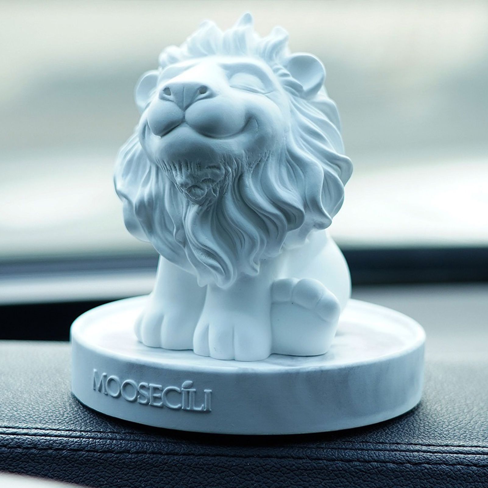 Smiling Lion Gypsum Statue - Handcrafted Plaster Aromatherapy Diffuser & Artistic Home Decor for Shelf, Desk, and Bedroom - Minimalist White Animal Sculpture — image 4
