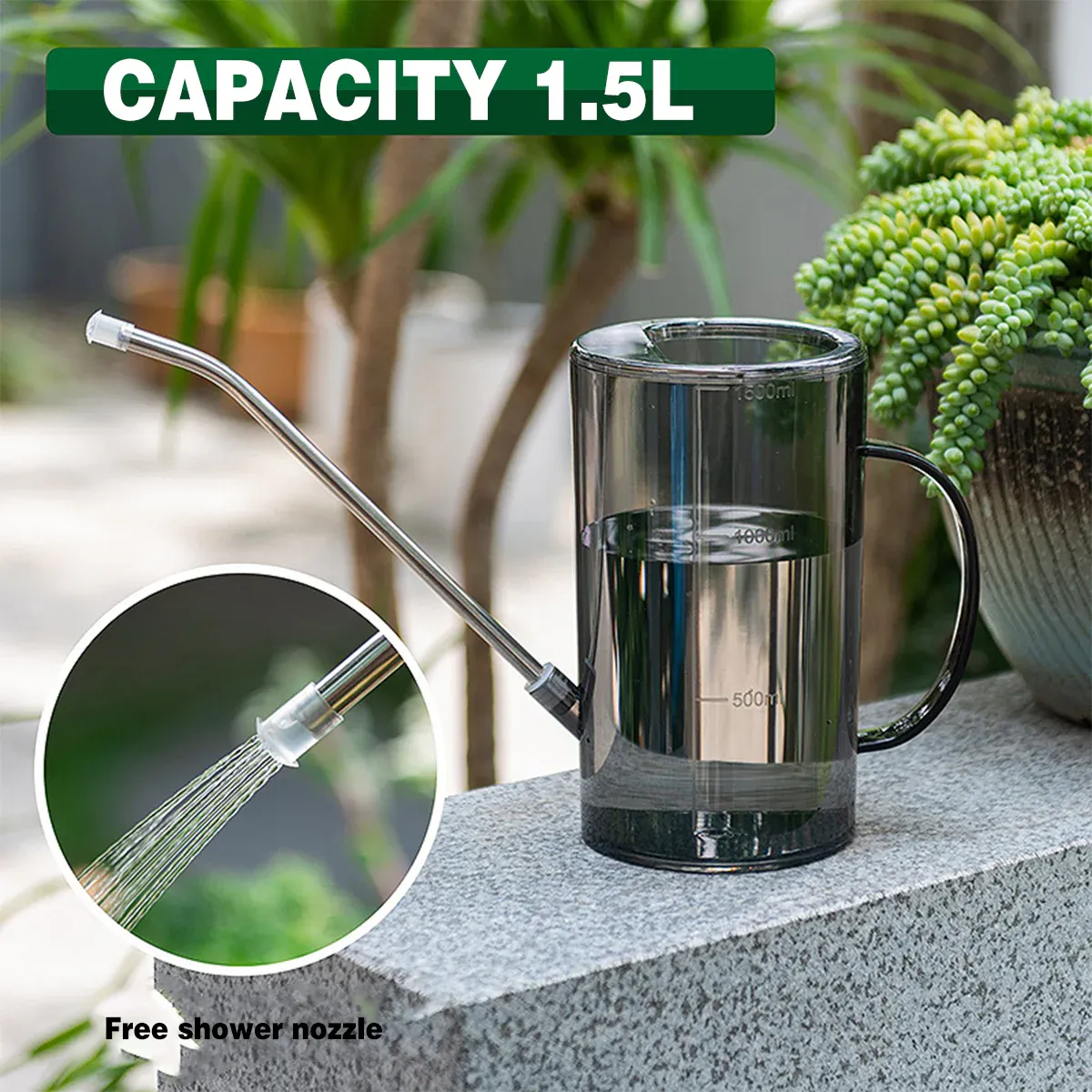 Watering Can Long Spout For Indoor Outdoor Garden Potted Plants Flowers Use - Transparent — image 6