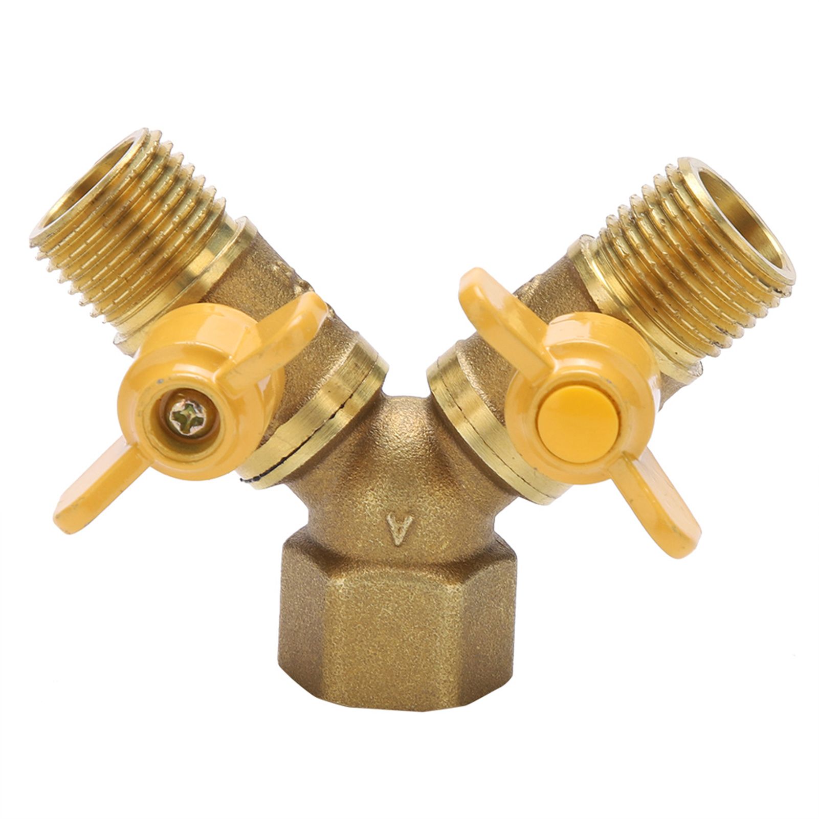 G1/2 Brass Garden Irrigation 2 Way Double Tap Hose Adapter Dual Faucet Connector — image 4