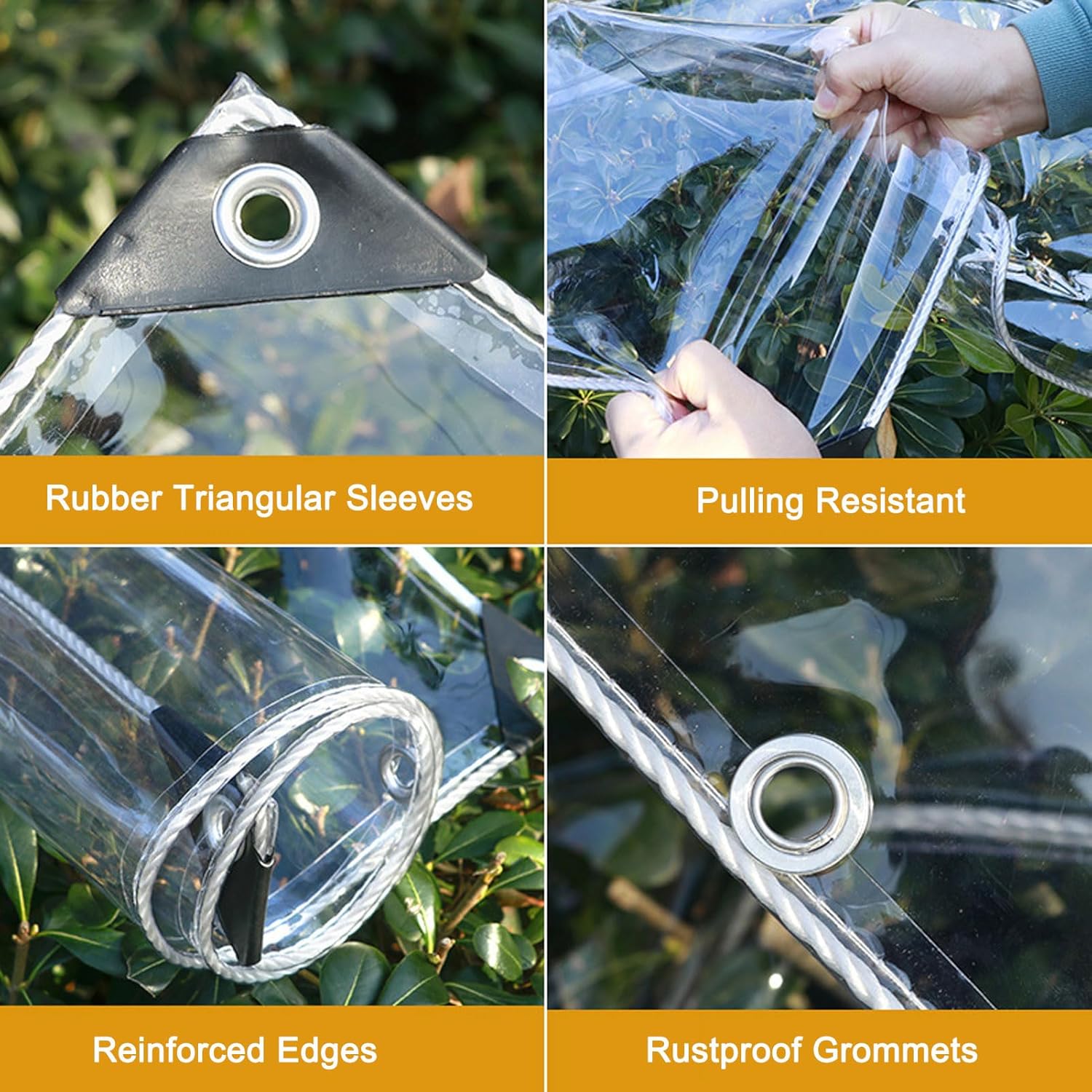 420GSM Heavy Duty Clear PVC Tarpaulin Cloth Transparent Tarps Grommets 3X4M — image 4