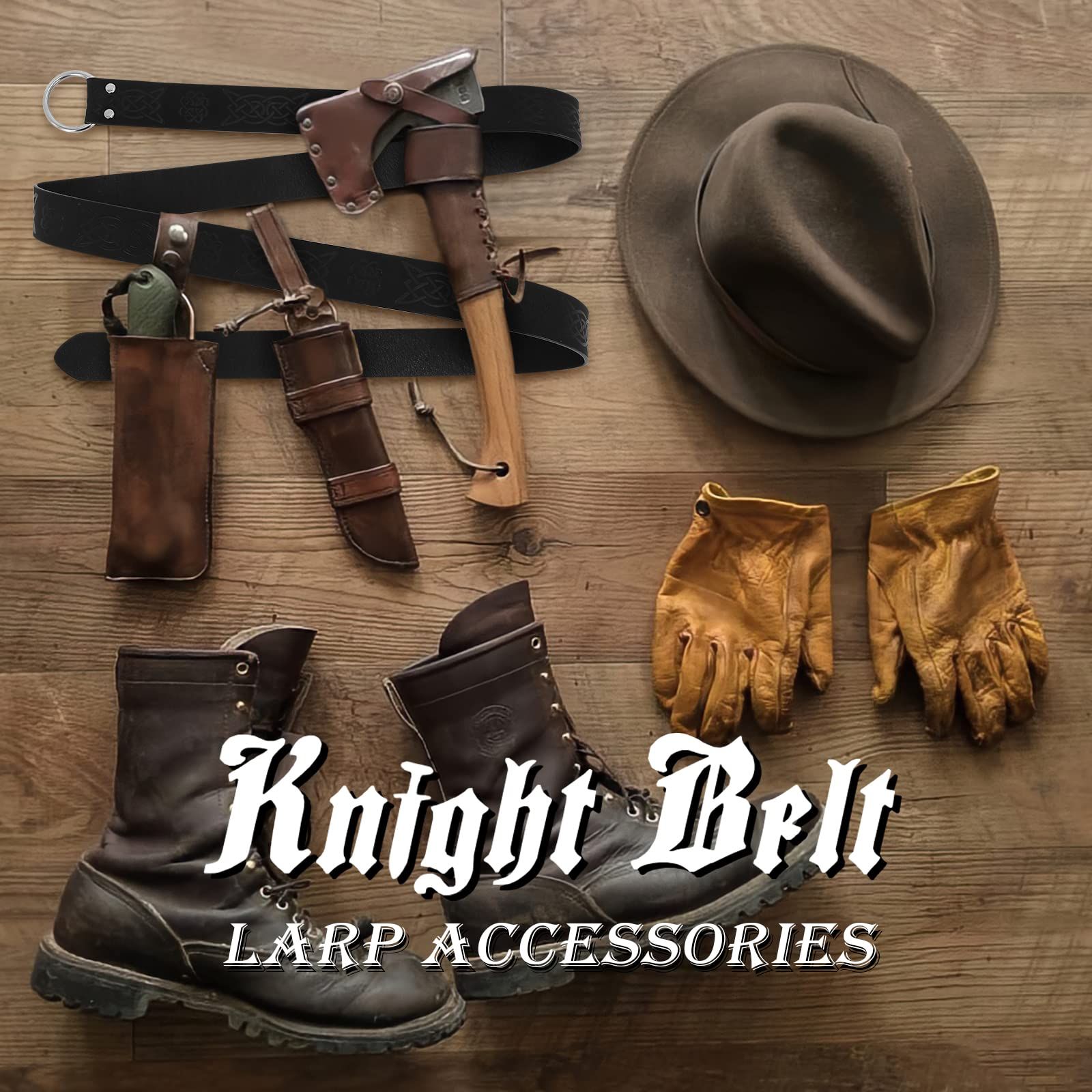Medieval Viking Men's Belt Embossed Leather Renaissance Knight Belt O-ring Clothing Belt Retro Knight Ring Belt — image 5