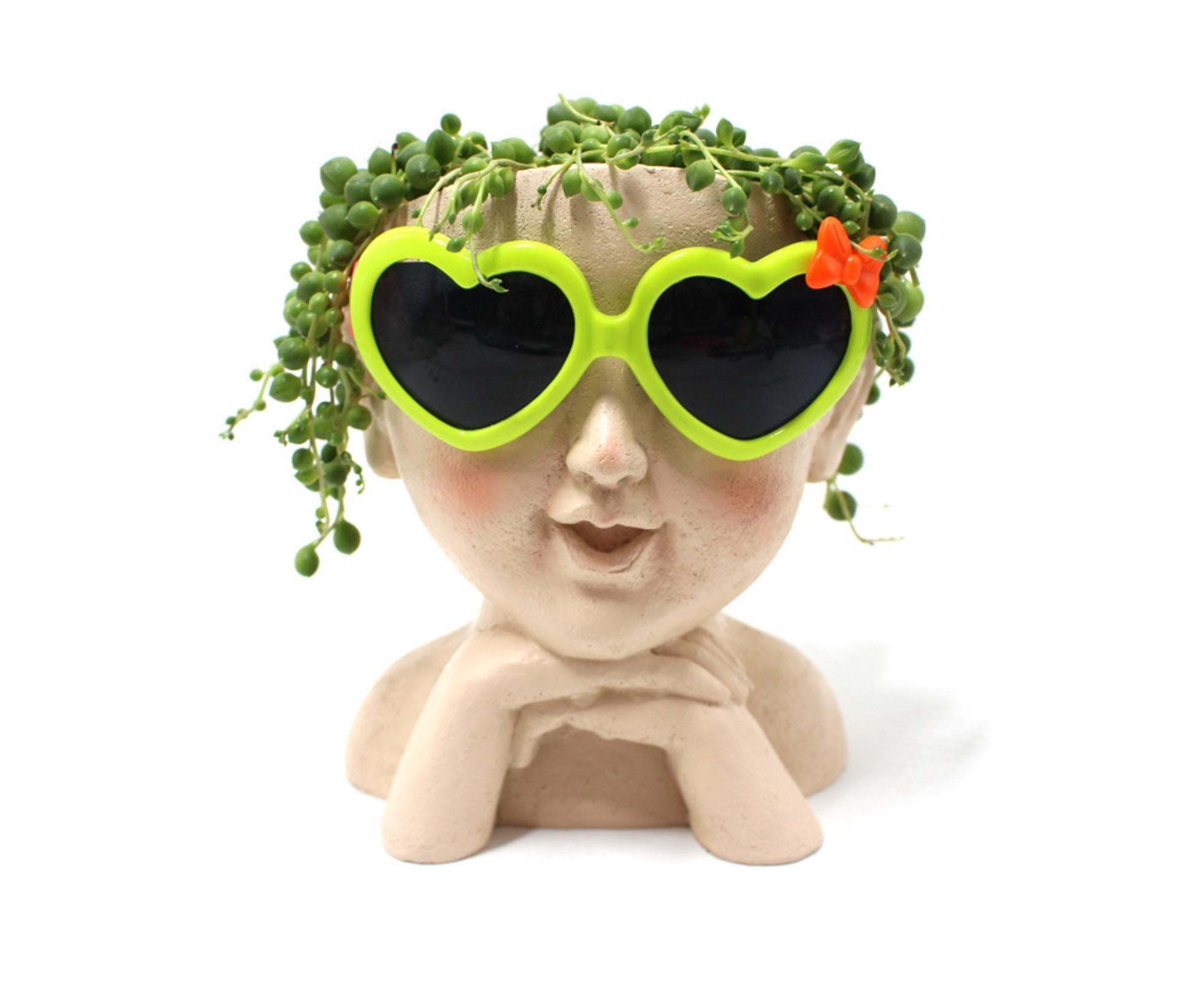 Face Flower Pot with Drainage Resin Succulent Cactus Plant Face Planter Garden Supplies-Multicolor — image 3