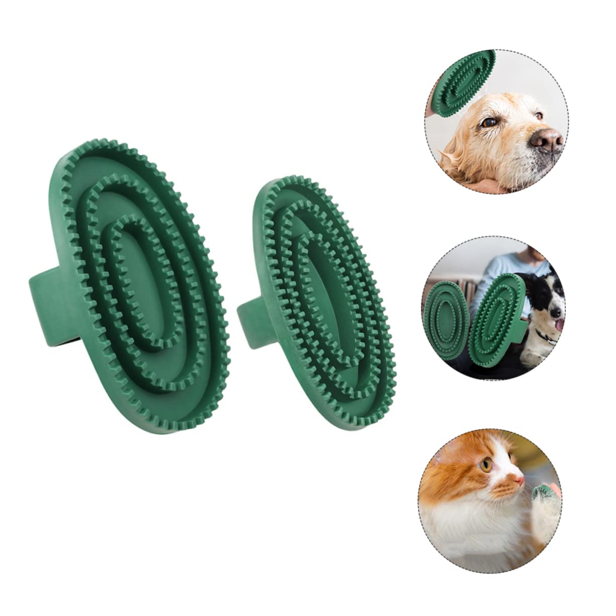 2 Pack Pet Massage Brush for Dog and Cat Grooming Green — image 5