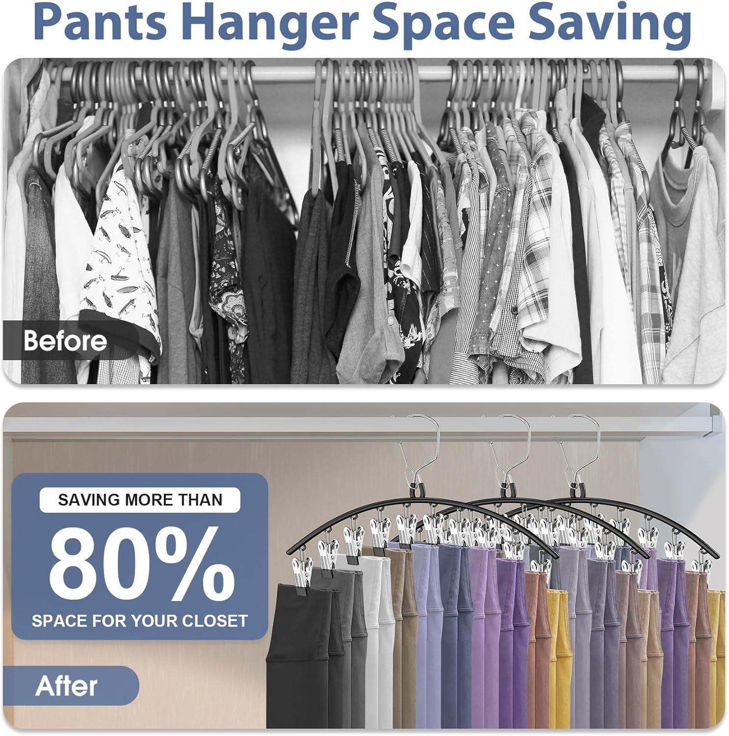 15 Pcs Travel Hangers Portable Foldable Travel Hanger Organizer and 3 Pack Skirt Pants Hangers with Clips — image 5