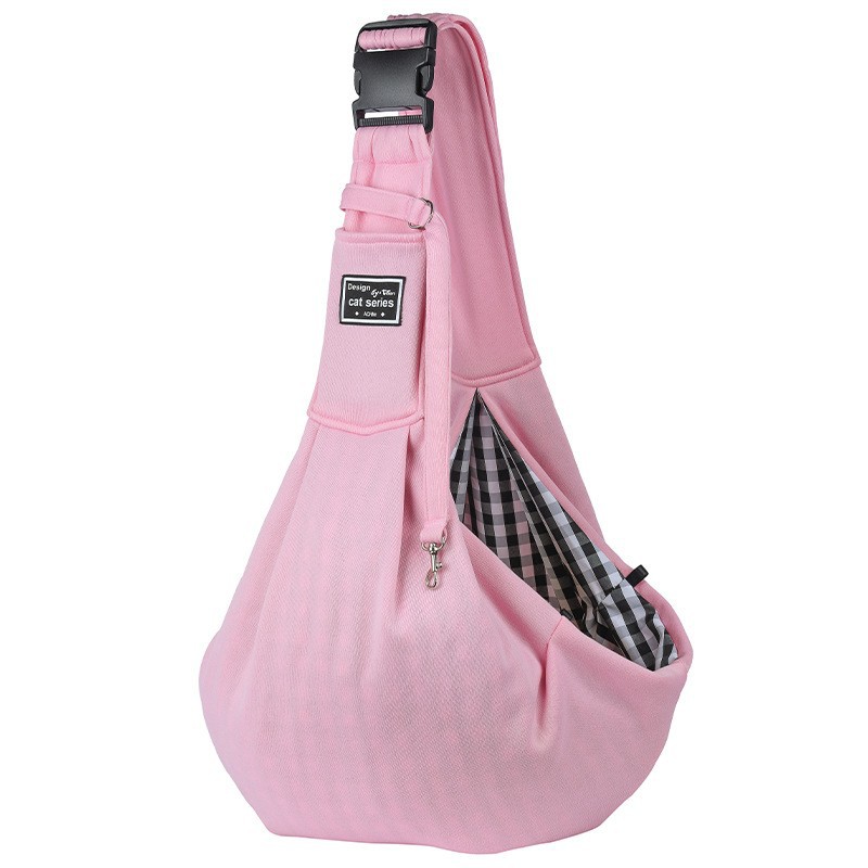 Pink Lightweight Breathable Pet Crossbody Bag with Adjustable Padded Strap & Reversible Double-Sided Design