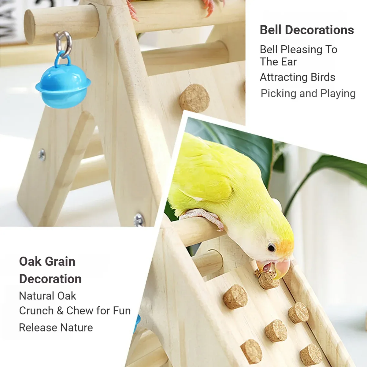 Wooden Bird Ladder Toy With Bell Parrot Perch Stand Climbing Gym Accessories Fun โ image 6