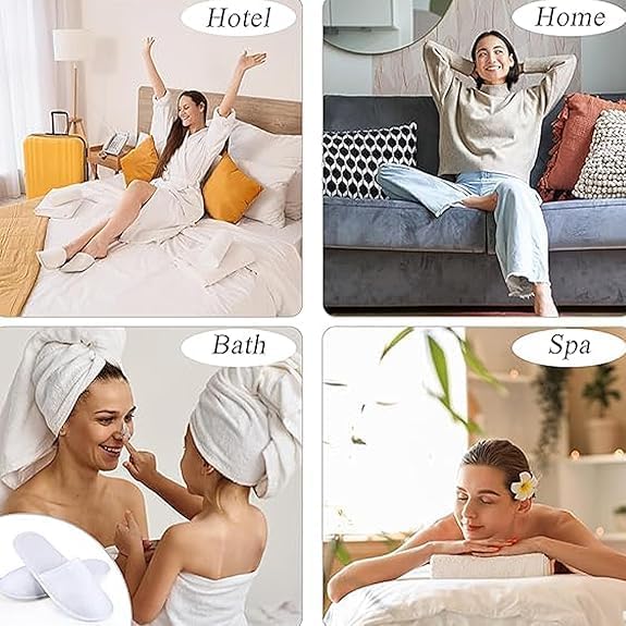 8 Pairs Spa Slippers for Men and Women, Comfortable Non-Slip Disposable Hotel Slippers, Breathable Soft Cotton House Guest Slippers for Travel Guests Hotel — image 6