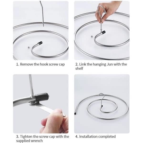 QU/2 pcs Clothes Drying Rack Stainless Steel Laundry Holder Spiral Hanger for Blankets, Sheets, Curtains (Silver) โ image 2