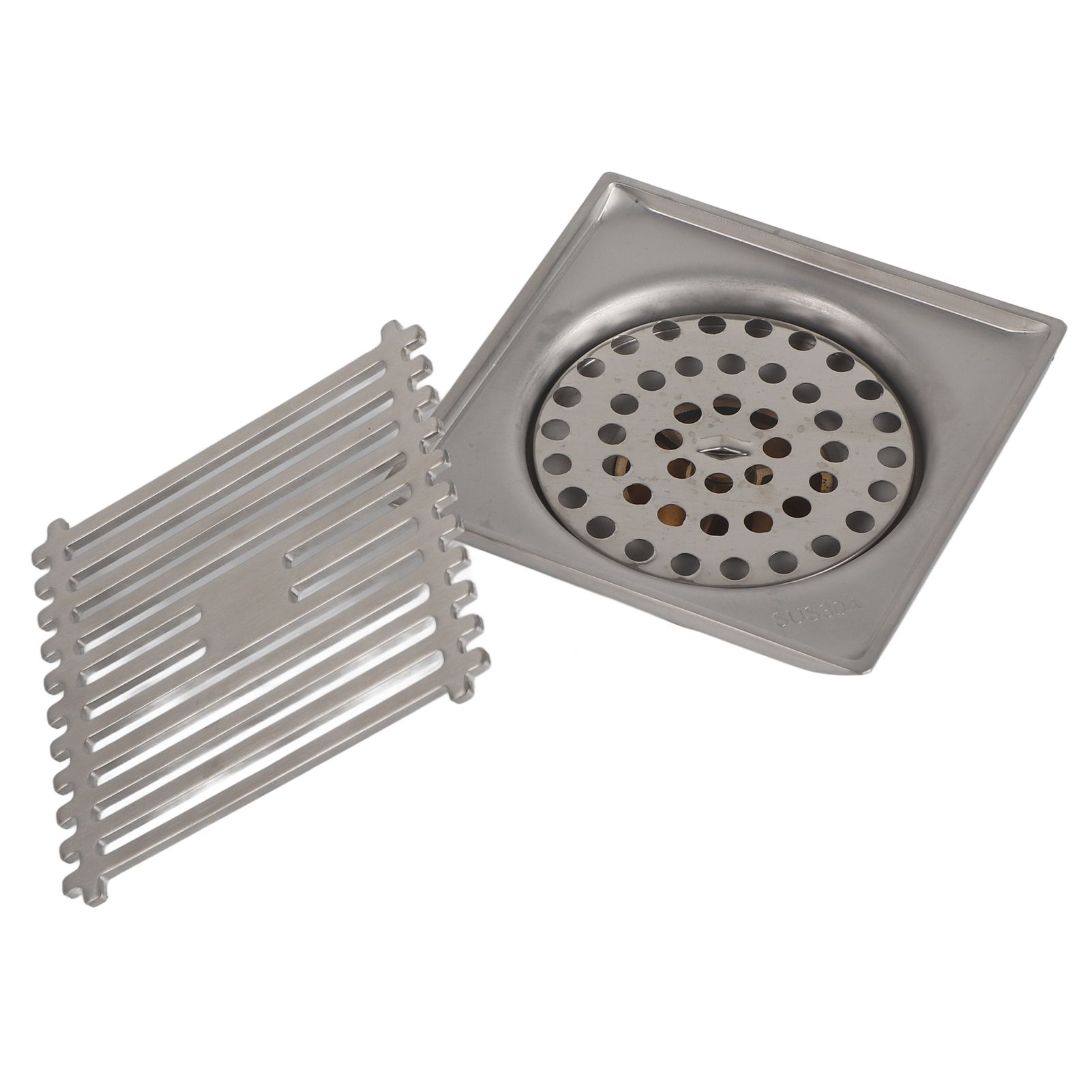 Large Flow Floor Drain Electroplating Squared Glossy Shower Floor Drain with Hair Filter for Bathroom โ image 3