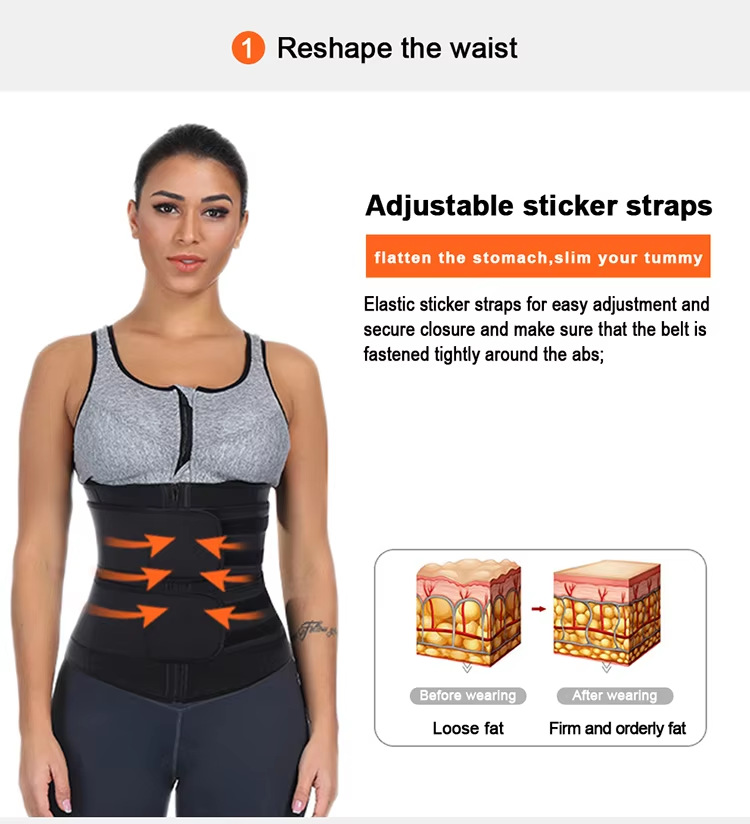 Size XXXL Black Womens Sweat-Enhancing Waist Trainer Belt - Dual Strap Zipper Tummy Control Cincher for Workout & Postpartum Shaping — image 4