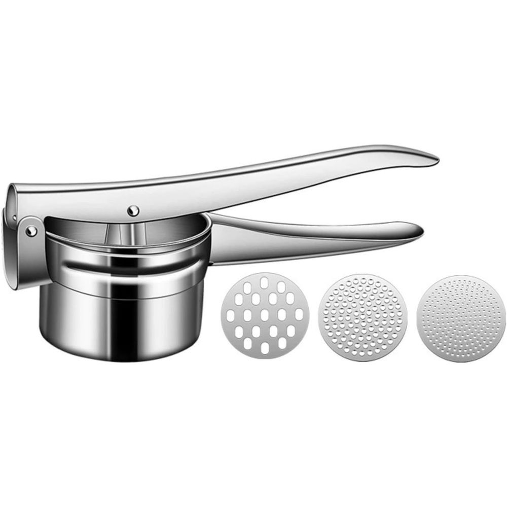 Potato Ricer Stainless Steel Masher, Large Capacity Potato Masher Kitchen Tool for Potatoes, Fruits, Vegetables and Baby Food, Juicer, Vegetable Strainer with