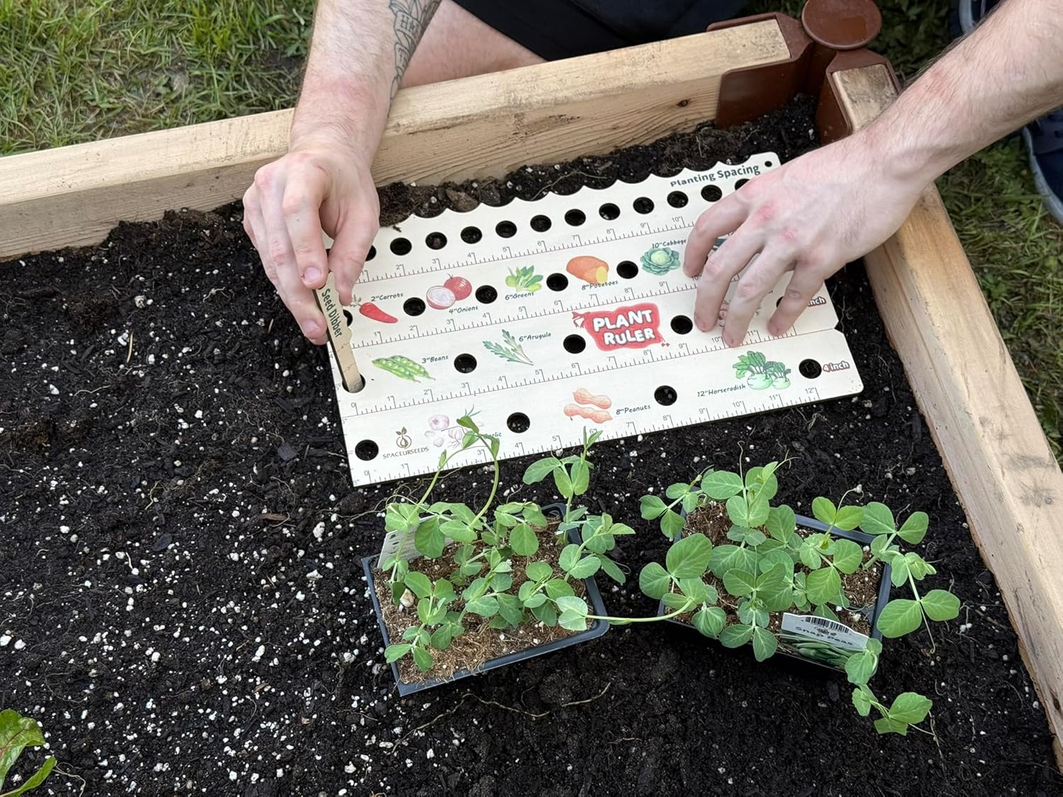 Plant Ruler by – Wooden Seed Spacing Tool for Vegetable Gardens – Garden Planting Guide for Precise Row Planting in Raised Beds & In-Ground Soil — image 2
