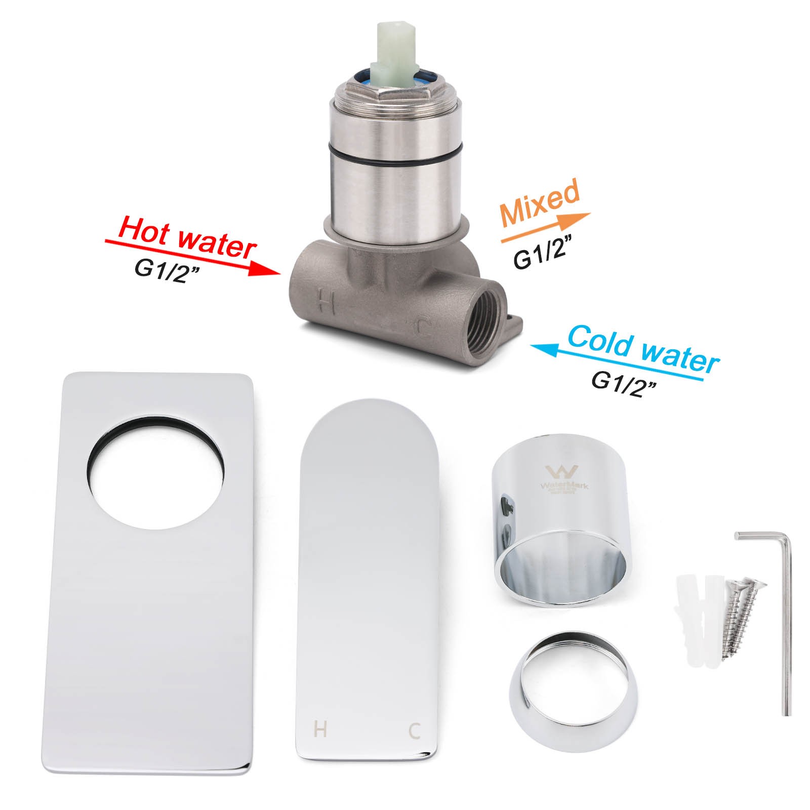 Chrome Square Lever Handle Shower Mixer Hot Cold Water Valve Watermark Standard โ image 4