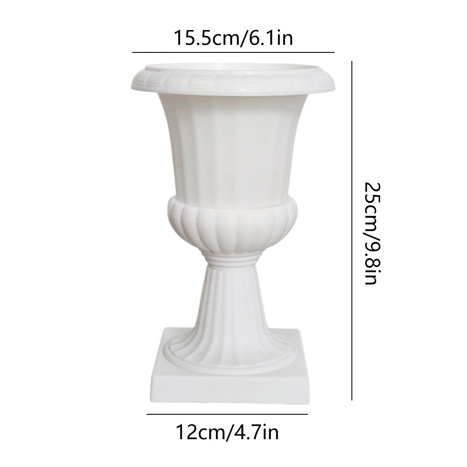White Urn Planter Flower Pots, Classic Plastic Tall Planter, Wedding Party Porch Front Door Decorative 2 Pack B โ image 2