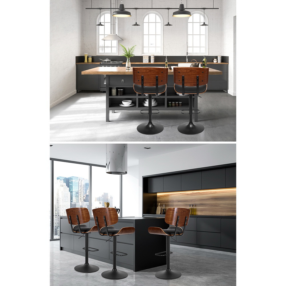 Artiss 4x Bar Stools Gas Lift Leather All Black — image 5