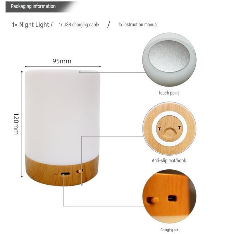 White LED Rechargeable Night Light with 16 Colors – 1200mAh Touch Bedside Lamp & Portable Ambient Lighting — image 6
