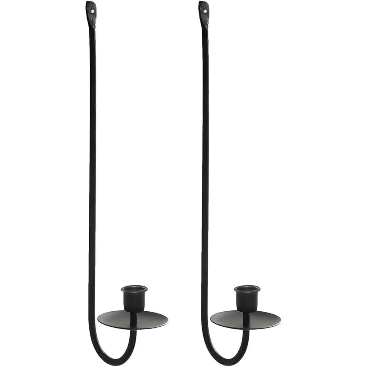 2PCS Black Metal Wall Mounted Iron Candlestick Holder L Shape Modern Home Decor — image 2