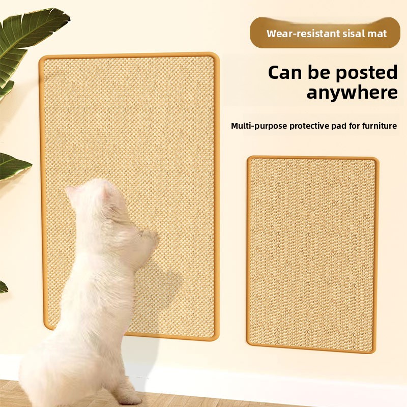 3-PCS Self-Adhesive Sisal Cat Scratching Mat Vertical Wall Mounted Scratcher Board for Furniture Protection(25cm*50cm) — image 5