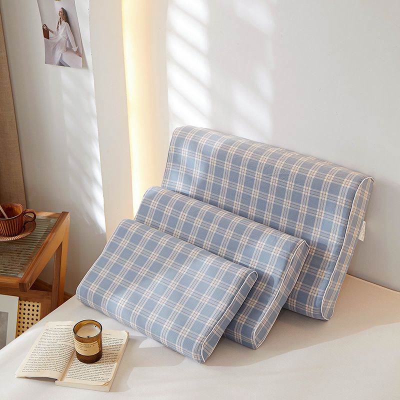 Mengxuan Cotton Pillowcase 4060 Wheat field blue Latex cotton pillowcase 30 × 50 (one pair)