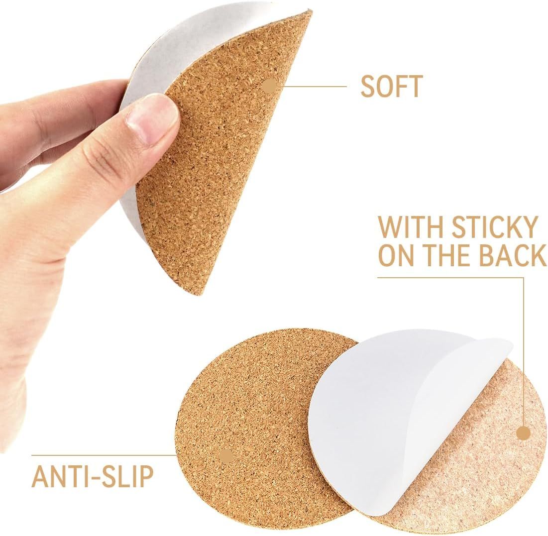 10 Pack Round Self Adhesive Cork Coasters, Natural Cork Pads for Drinks, Furniture Protection, DIY Crafts and Home Decor, 10.2 cm โ image 4