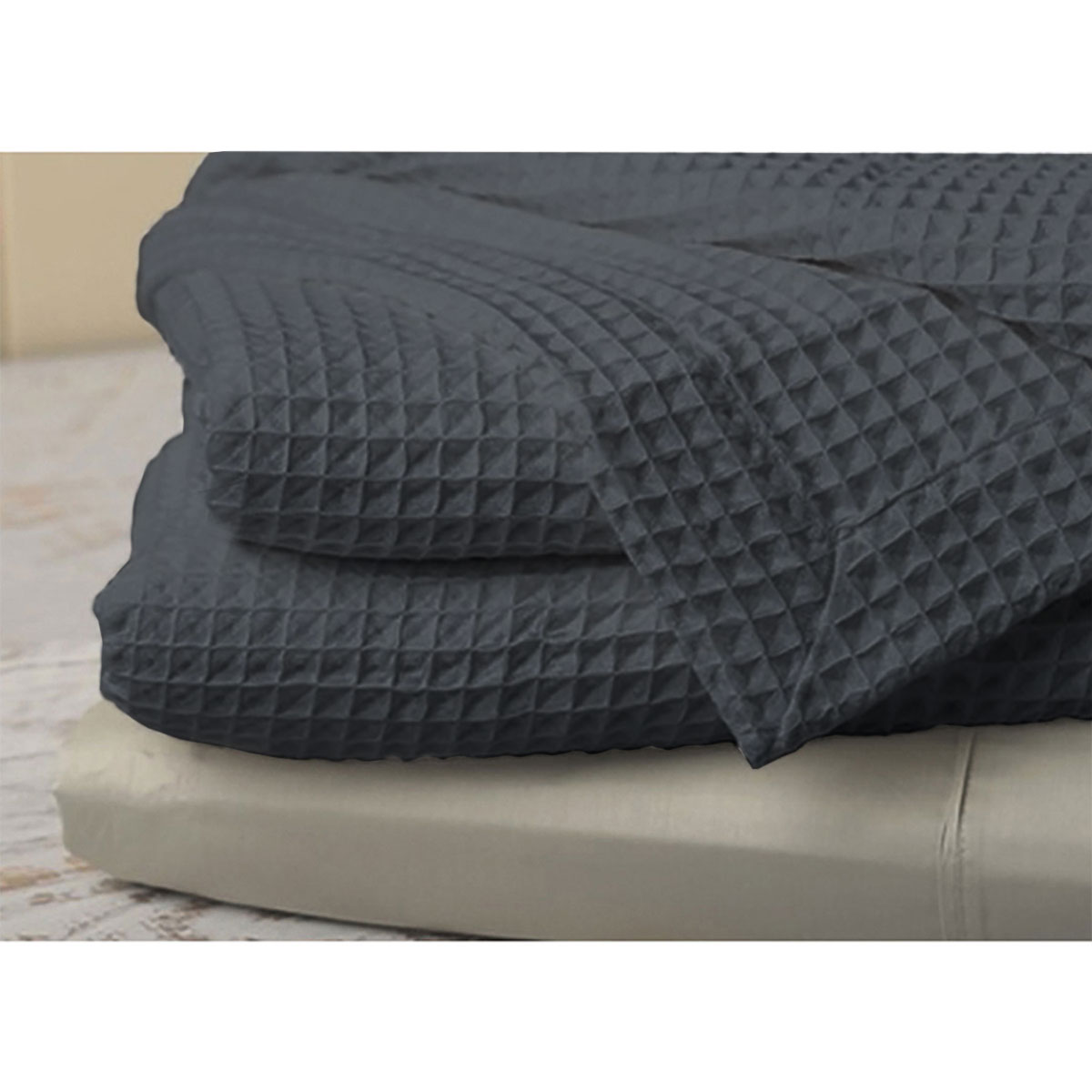 Jenny Mclean Ardent Premium Super Soft Cotton Waffle Blanket Charcoal Queen โ image 3