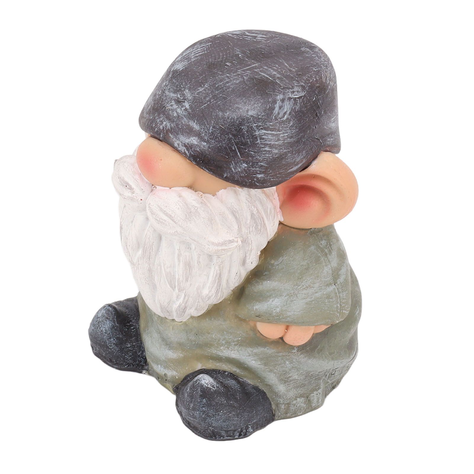 Garden Gnome Resin Structure Stable Bottom Retro Style Gnome Figurine for Patio Porch Decorations Flat Head Green — image 3