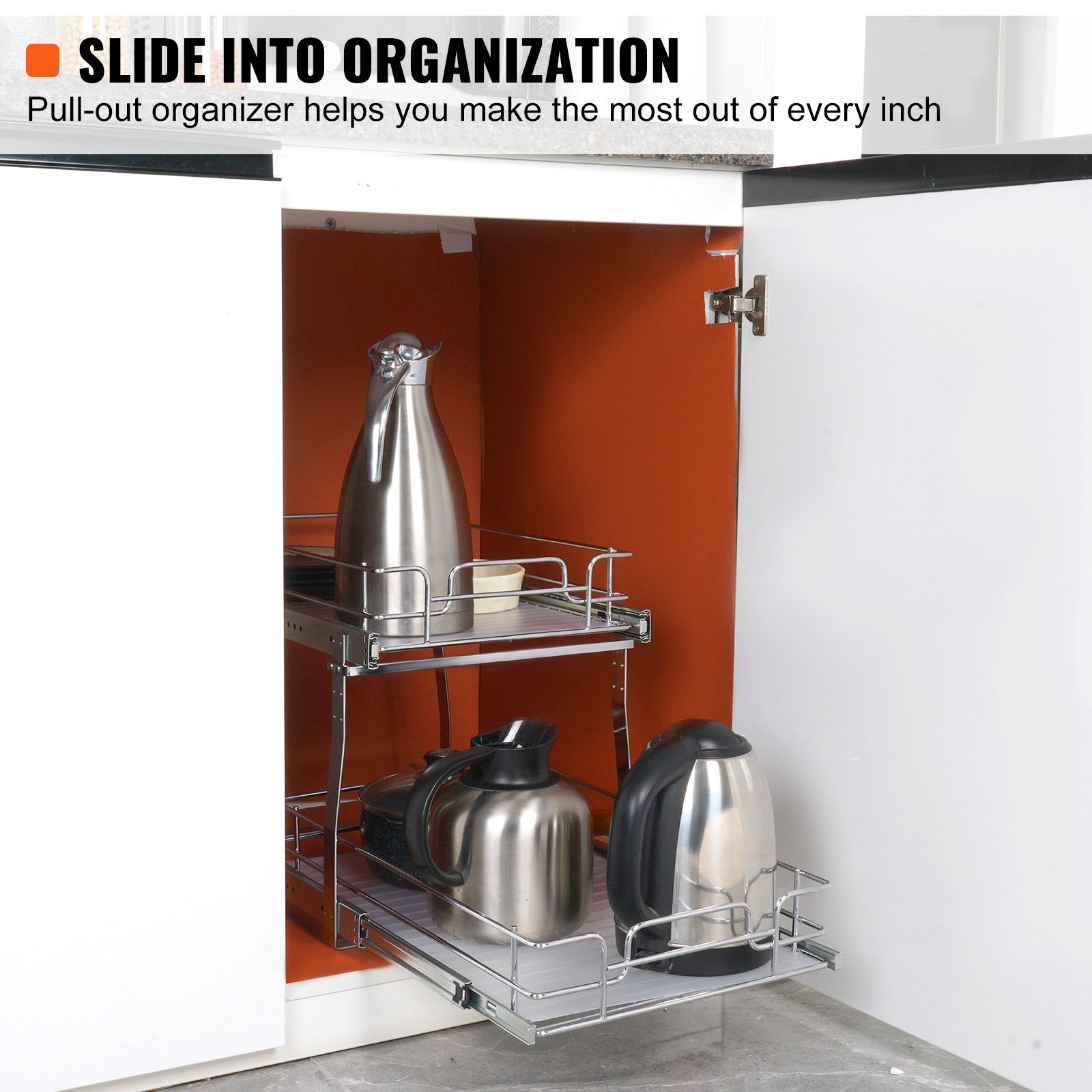 2-Tier Wire Pull Out Cabinet Under Sink Organizer 14 × 21 Inch Drawer Basket — image 2