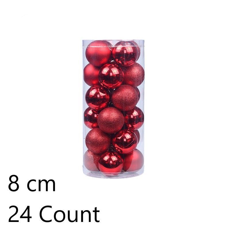 24Pcs Plastic Electroplated Festive Tree Decorations, Red 8cm Hangings to Upgrade Christmas Tree Look and Halloween Party Atmosphere
