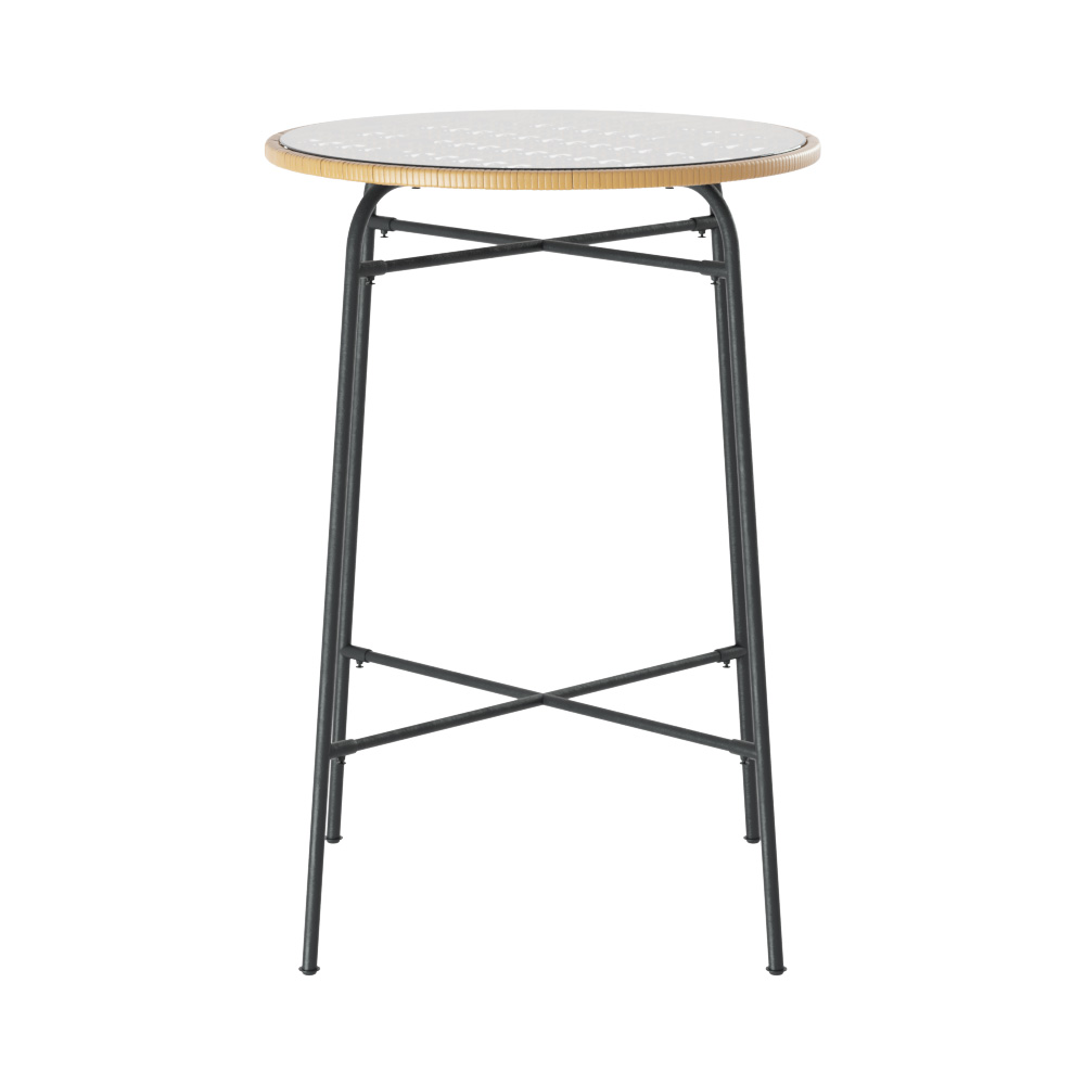 Gardeon Outdoor Bar Table Wicker Dining Bistro Patio Balcony Glass Table Steel โ image 3