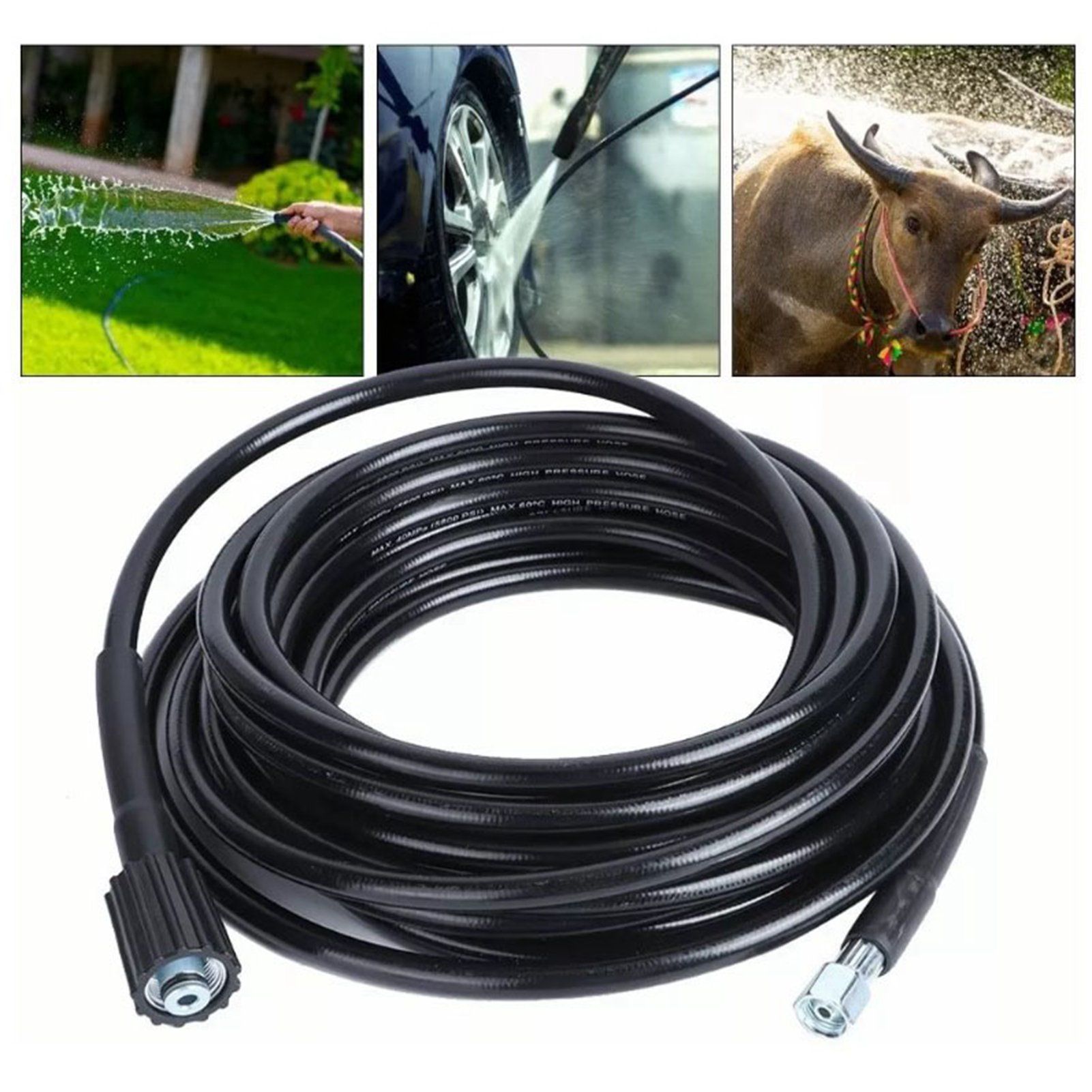 High Pressure Water Hose Rubber Flexible Explosion Proof Washer Pipe for Home Garden 10m — image 5